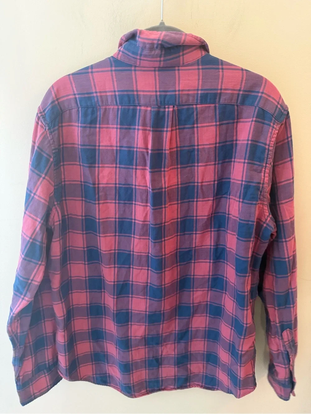 J. Crew Double Weave Button Down cotton red blue plaid mens size medium